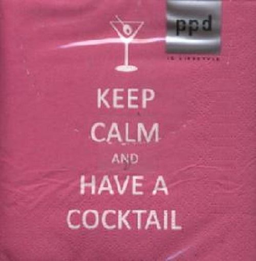 PPD Pack of 20 Cocktail Napkins / Serviettes - Keep Calm - Cocktail In Pink - 25cm x 25cm - 3ply -