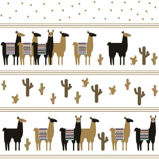 4 x Paper Napkins - Black & Gold Llamas - Ideal for Decoupage / Napkin Art