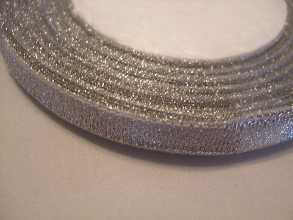 Organza Ribbon Roll - 10mm x 25 Yards (22 Metres) - Silver Sparkle