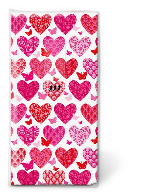 Paper+Design Novelty Paper Tissues - Hearts, Hearts, Hearts - Handbag / Pocket Sized Single Pack of 10 Tissues