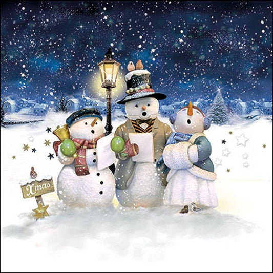 4 x Paper Napkins - Singing Snowmen - Ideal for Decoupage / Napkin Art