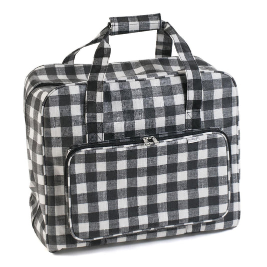 Hobby Gift Sewing Machine Bag: Matt PVC: Monochrome Gingham: 20 x 44 x 38cm