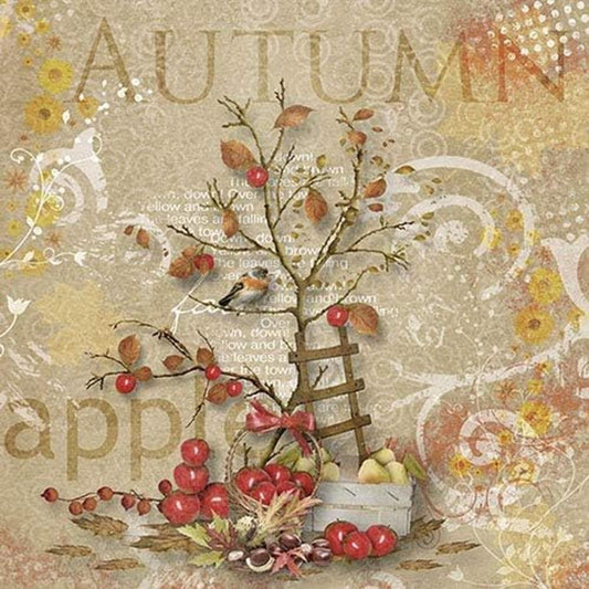 4 x Paper Napkins - Apple Harvest - Ideal for Decoupage / Napkin Art