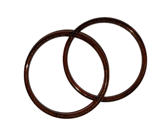 1 Pair of Round Plastic Bag Handles - Glitter Amber Effect - 13cm Diameter