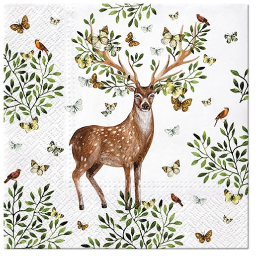 4 x Paper Napkins - Forest Antlers - Ideal for Decoupage / Napkin Art