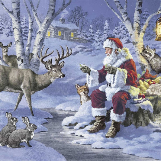 4 x Paper Napkins - Santa in Forest - Ideal for Decoupage / Napkin Art