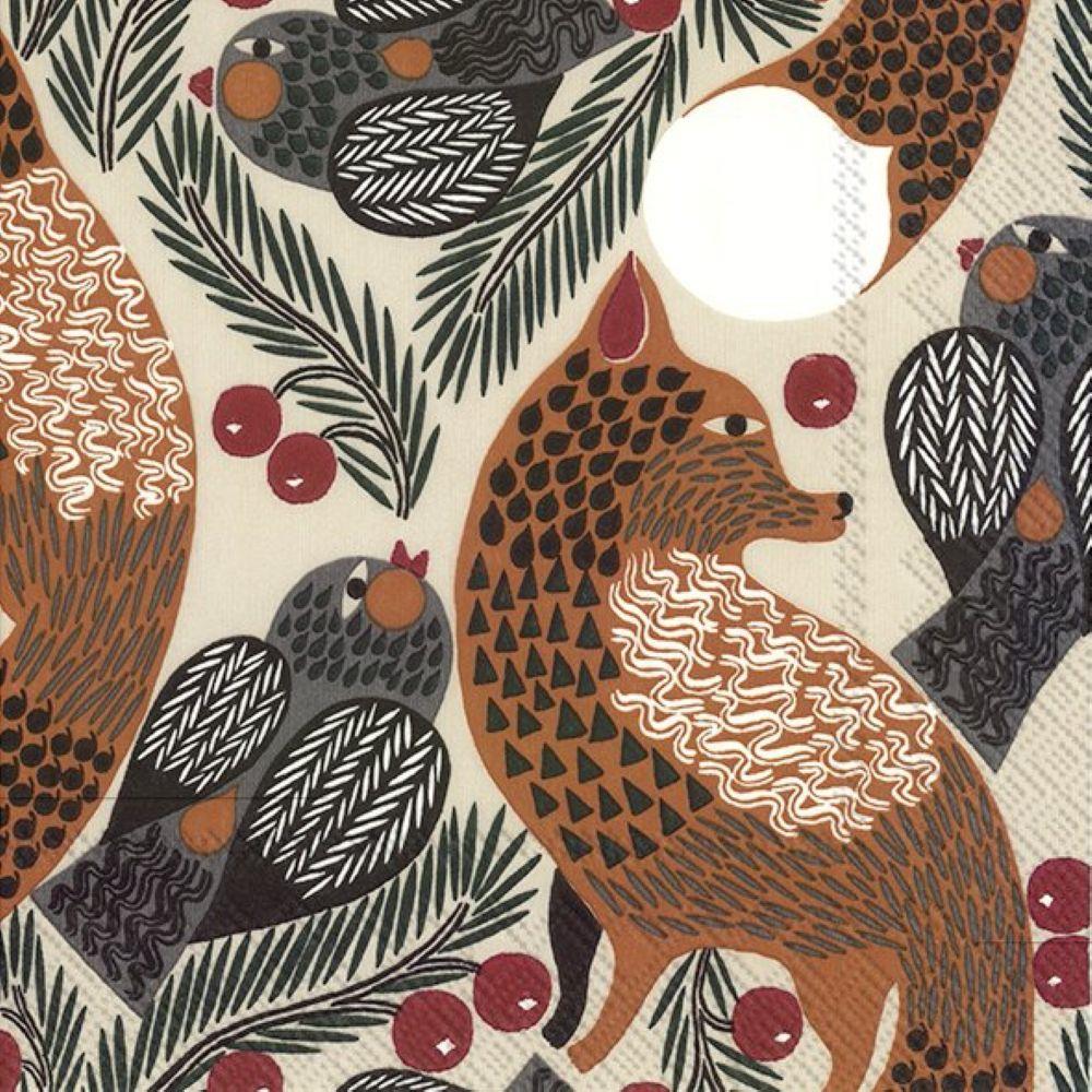 4 x Paper Napkins - Fox Berry Linen - Ideal for Decoupage / Napkin Art
