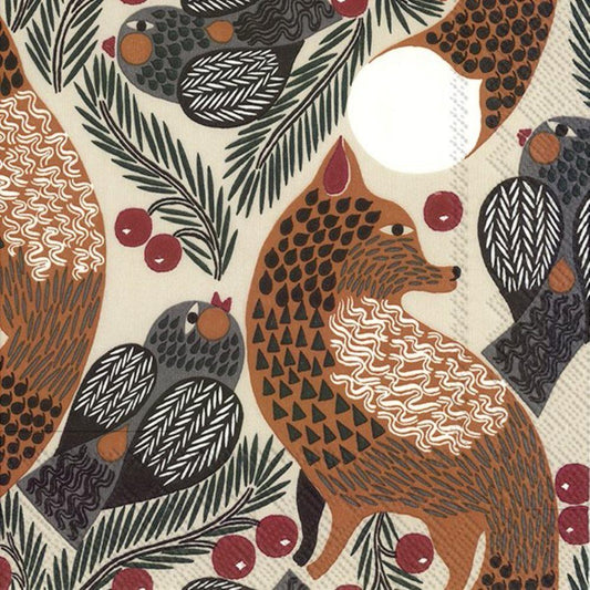 4 x Paper Napkins - Fox Berry Linen - Ideal for Decoupage / Napkin Art