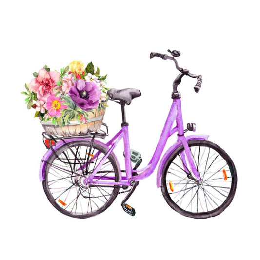 4 x Paper Napkins - Bike with Wildflowers - Ideal for Decoupage / Napkin Art