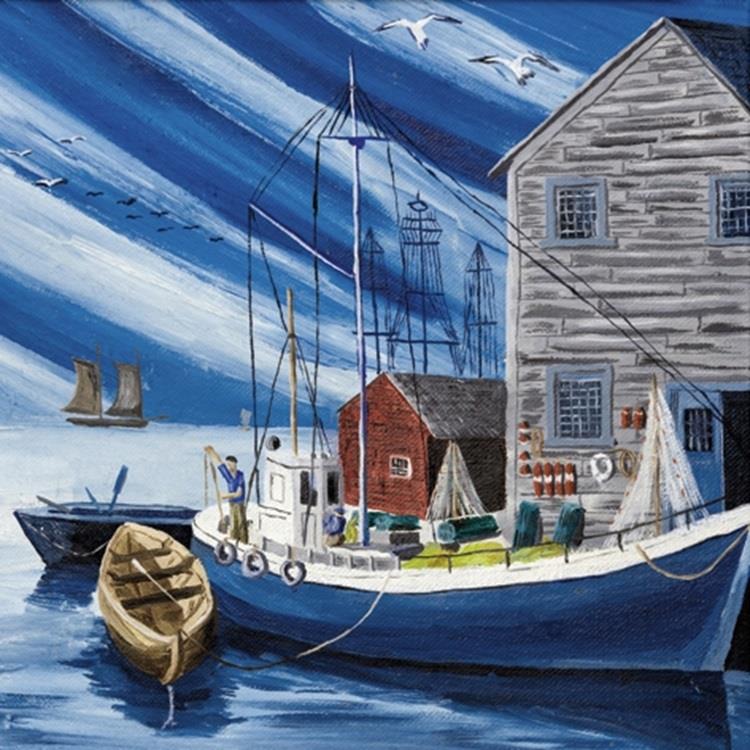 4 x Paper Napkins - Fishing Harbor - Ideal for Decoupage / Napkin Art