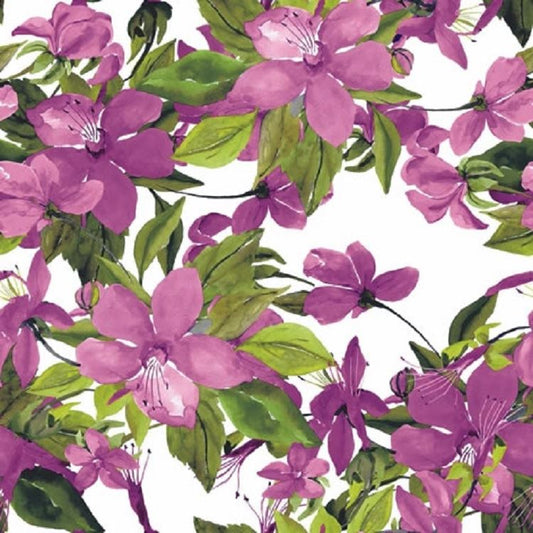 4 x Paper Napkins - Flowering Clematis Pink - Ideal for Decoupage / Napkin Art