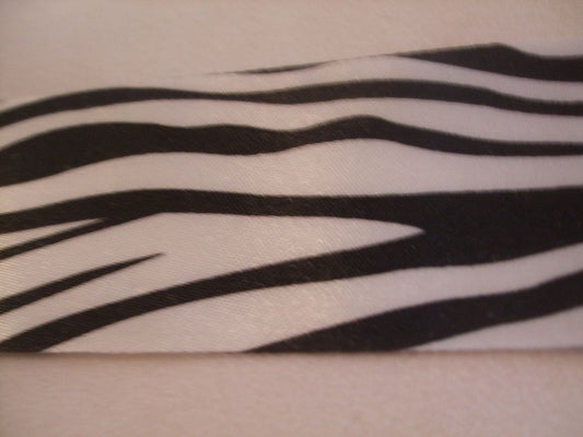 1 Metre of May Arts Satin Animal Print Ribbon - Zebra - 1.5" (38mm)