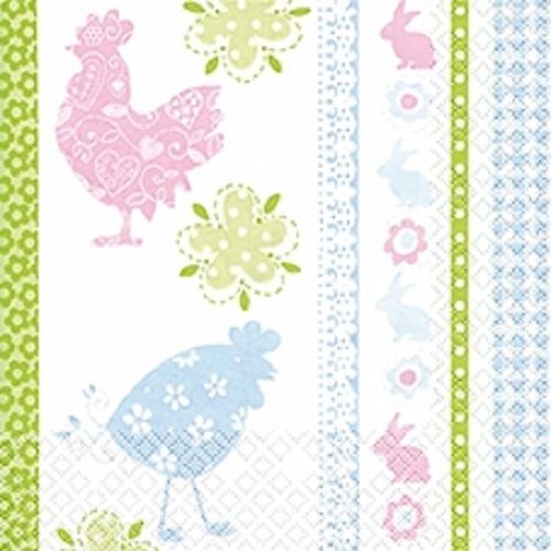 Home Fashion Pack of 20 Napkins / Serviettes - Flowery Chicken - 33cm x 33cm - 3ply -