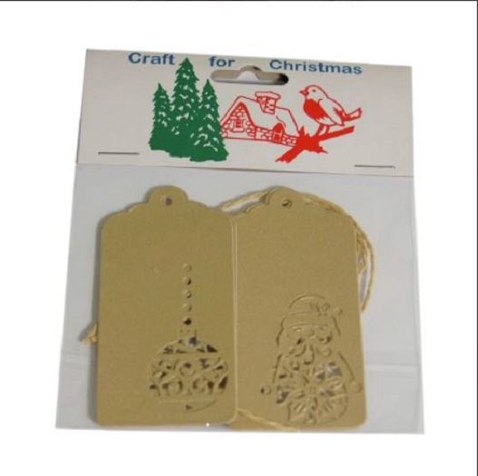 Craft For Occasions "Craft For Christmas" Embellishments - Pack of 4 Christmas Tags - C1538