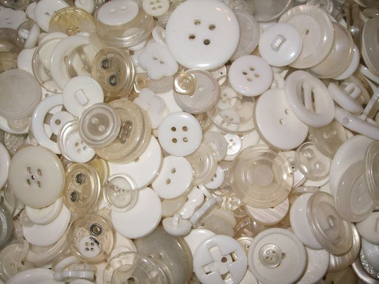 50g of Mixed Buttons - White Theme