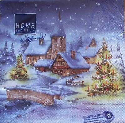 4 x Christmas Paper Napkins - Christmas Village - Ideal for Decoupage [1661410]