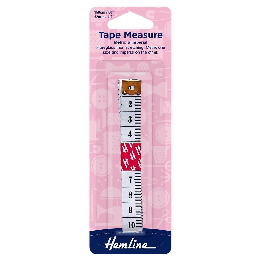 Hemline Tape Measure. Metric/Imperial measurement. 150cm/60" long