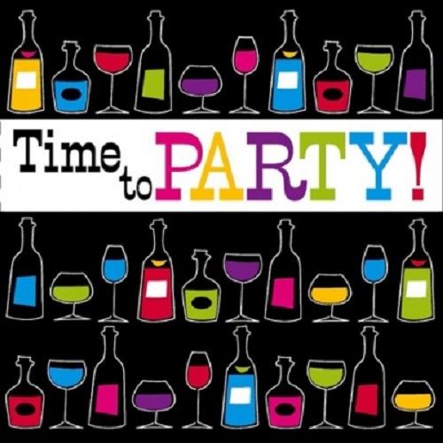4 x Paper Napkins - Time To Party - Ideal for decoupage / Napkin Art