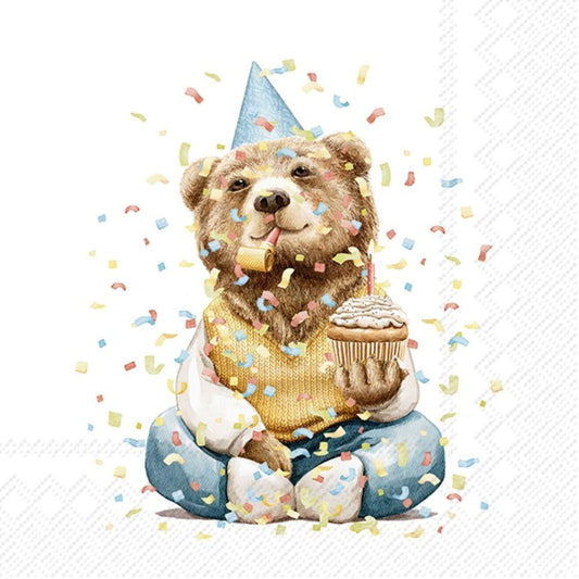 IHR Pack of 20 Paper Napkins / Serviettes - Happy Teddy - 33cm x 33cm - 3 Ply