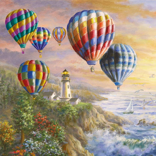 4 x Paper Napkins - Hot Air Balloons - Ideal for Decoupage / Napkin Art