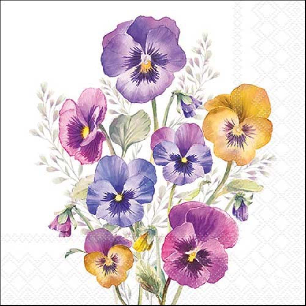 4 x Paper Napkins - Pansies - Ideal for Decoupage / Napkin Art