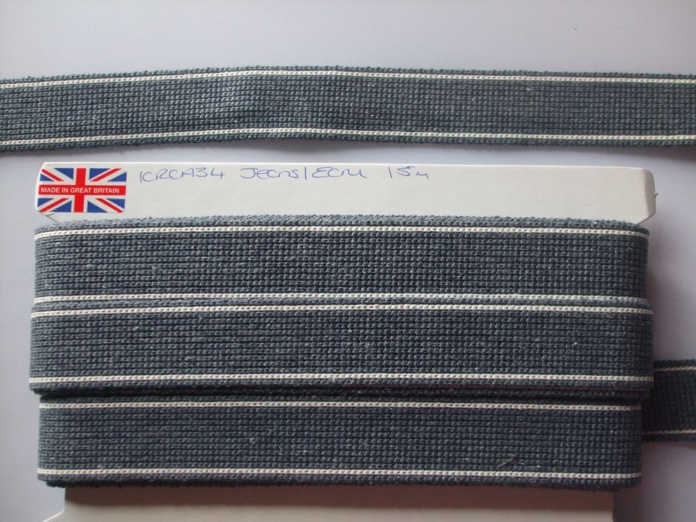 Webbing 34mm Cotton with Stripe Detail - Ideal for Bag Straps