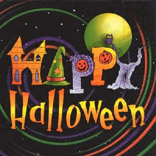 Paper+Design Pack of 20 Napkins / Serviettes - Happy Halloween In Black - 33cm x 33cm - 3ply