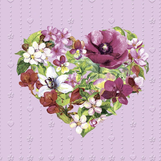 Paper+Design Pack of 16 Embossed Paper Napkins / Serviettes - Flower Heart - 33cm x 33cm - 3 Ply