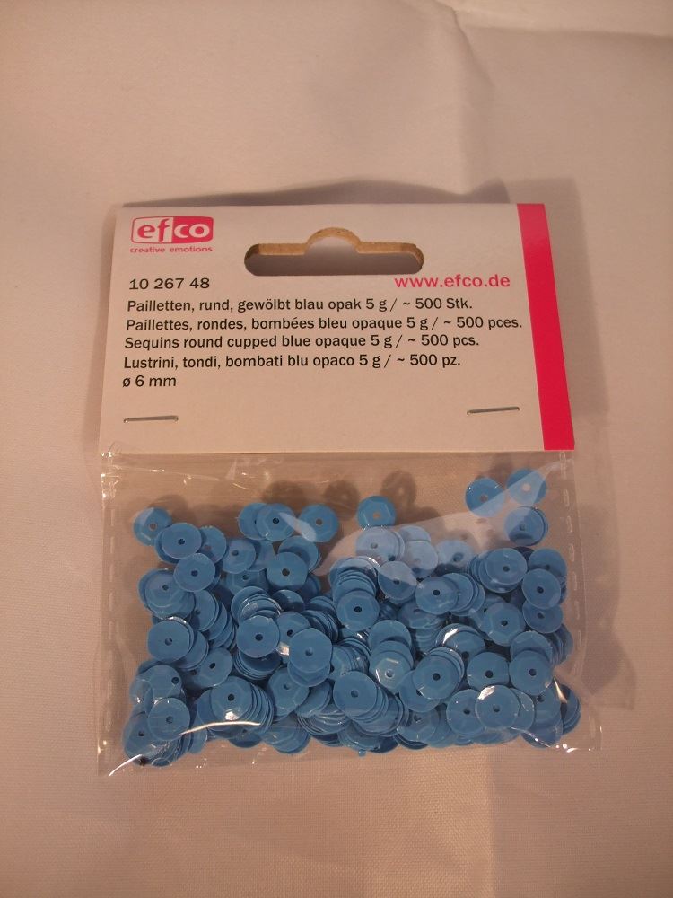 Efco 6mm Matt Cupped Sequins 5g (approx 500 pcs) - Blue