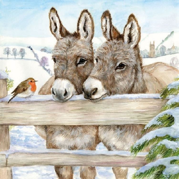 4 x Paper Napkins - Donkeys - Ideal for Decoupage / Napkin Art