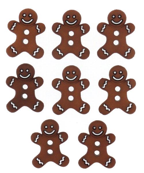 Iced Gingerbread Men - Novelty Craft Buttons & Embellishments by Dress It Up