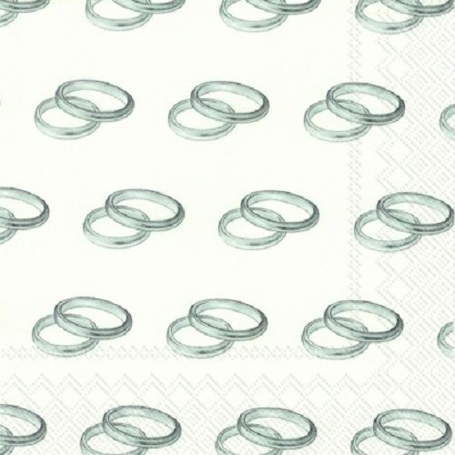 IHR Pack of 20 Napkins / Serviettes - Rings In Silver - 33cm x 33cm - 3ply -