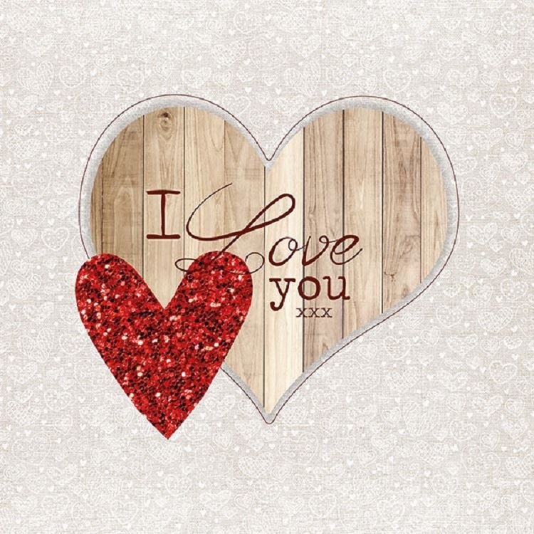 4 x Paper Napkins - I LoveYou - Ideal for Decoupage / Napkin Art