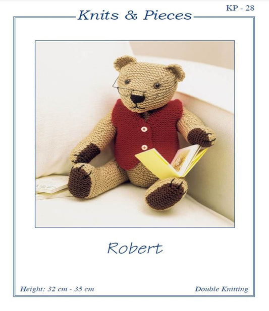 Knits & Pieces Knitting Pattern - "Robert" Teddy Bear - KP - 28