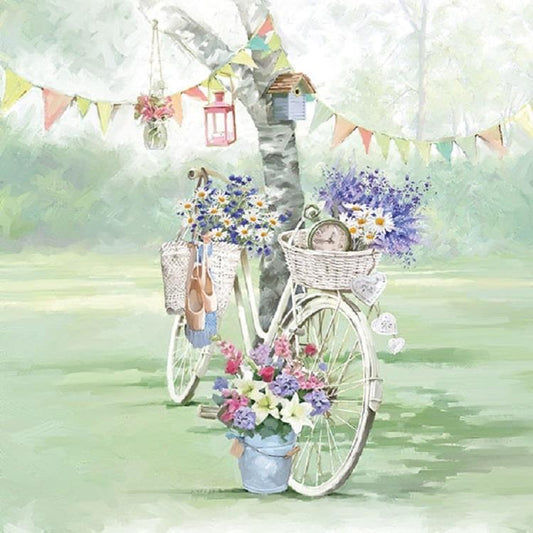 4 x Paper Napkins - Bike on Tree - Ideal for Decoupage / Napkin Art