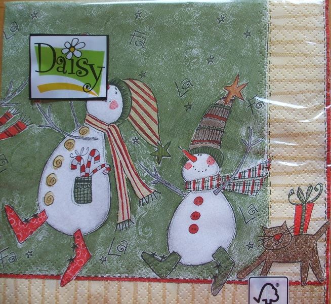 Daisy Pack of 20 Napkins / Serviettes - Snowmen Dance - 33cm x 33cm - 3ply -