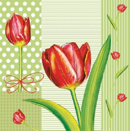 4 x Paper Napkins - Tulips - Ideal for Decoupage / Napkin Art