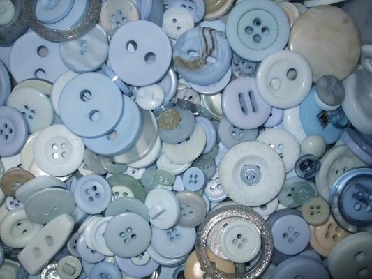 50g of Mixed Buttons - Baby Blue