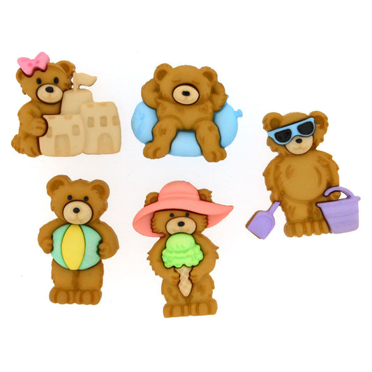 Summer Bears - Novelty Craft Buttons / Embellishments by Dress It Up