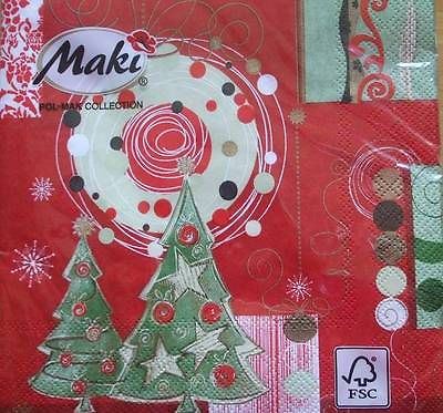 4 x Christmas Paper Napkins - Red Christmas - Ideal for Decoupage