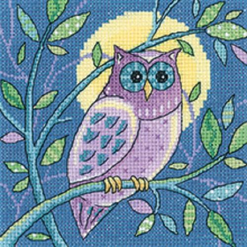 Heritage Crafts Cross Stitch Kit - Woodland Creatures Owl (Aida)