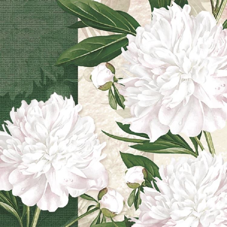 4 x Paper Napkins - Dewed Peonies - Ideal for Decoupage / Napkin Art