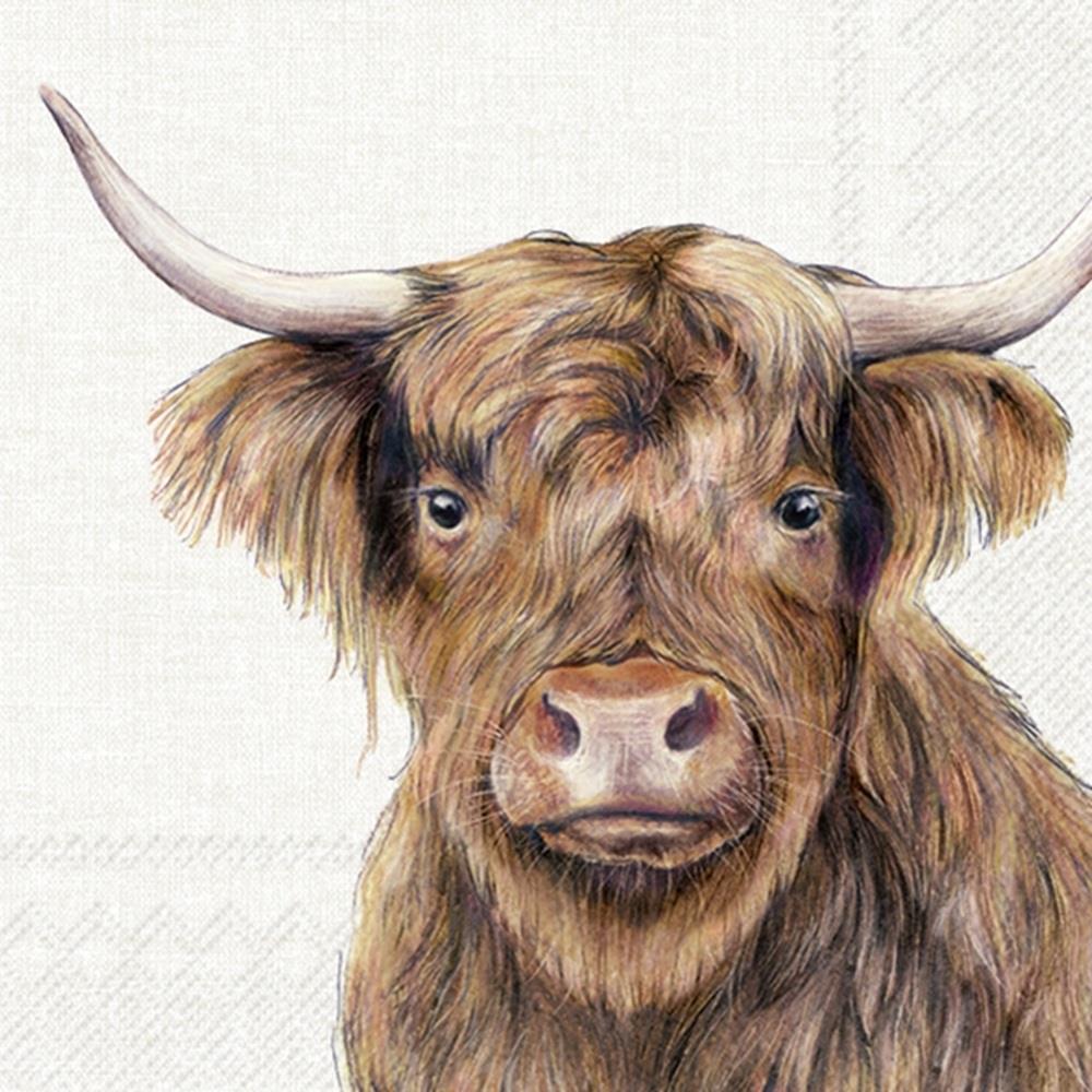 4 x Paper Napkins - Farm Highland Cattle - Ideal for Decoupage / Napkin Art