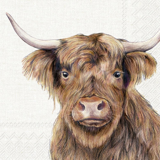 4 x Paper Napkins - Farm Highland Cattle - Ideal for Decoupage / Napkin Art