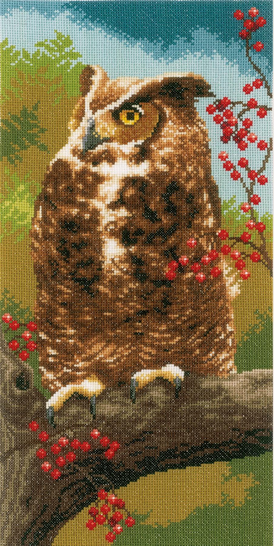 Counted Cross Stitch Kit by Vervaco - Owl in Autumn- 19 x 39cm