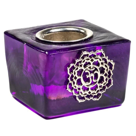 Glass Decorative Chakra Candle Holder | Crown Chakra | 4.5cm x 4.5cm x 3.5cm