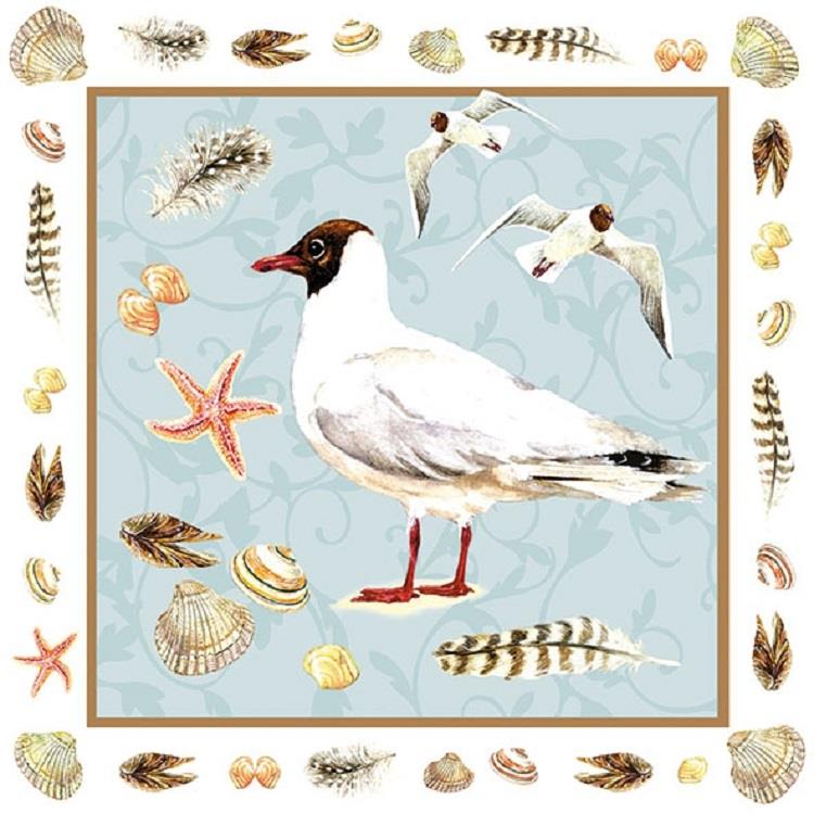 4 x Paper Napkins - Blackheaded Seagull- Ideal for Decoupage / Napkin Art