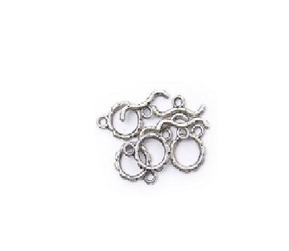 Craft Factory Silver Plated Toggle Clasps - Snakes - Pack of 4 Sets