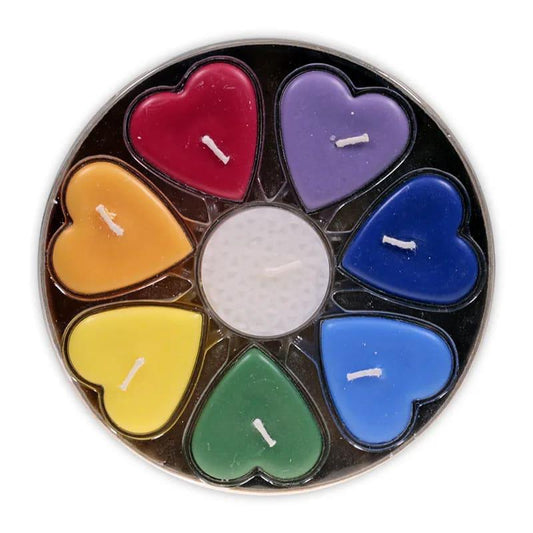 8 Chakra Heart Shaped Tea Light Candles