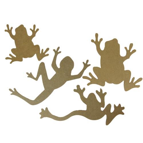 Set of 4 Large Lasercut Wooden Frog Shapes